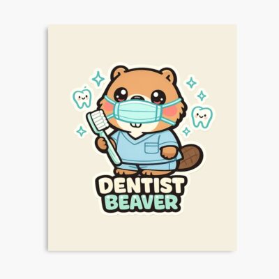 Cute Dentist Beaver With Toothbrush Poster