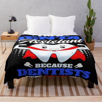 Funny Dentist Hygienist Throw Blanket