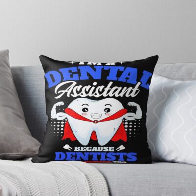 Funny Dentist Hygienist Throw Pillow